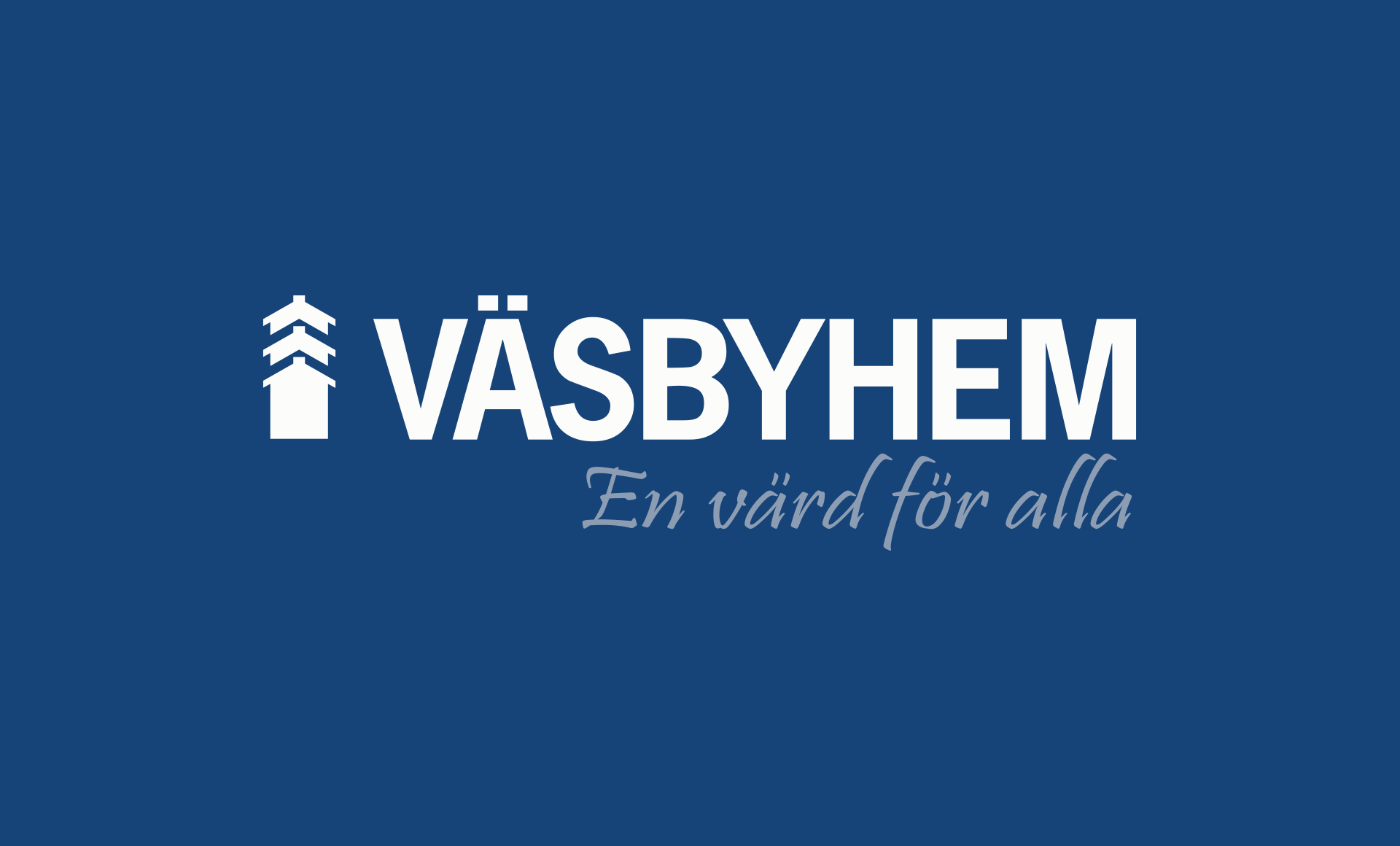 Bild med blå bakgrund och Väsbyhems logotyp